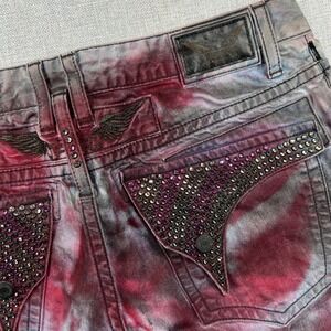 Vintage Y2K Robin's Jeans Acid Wash Denim Men 36x29 Gray Red Y2K Grunge NEW USA